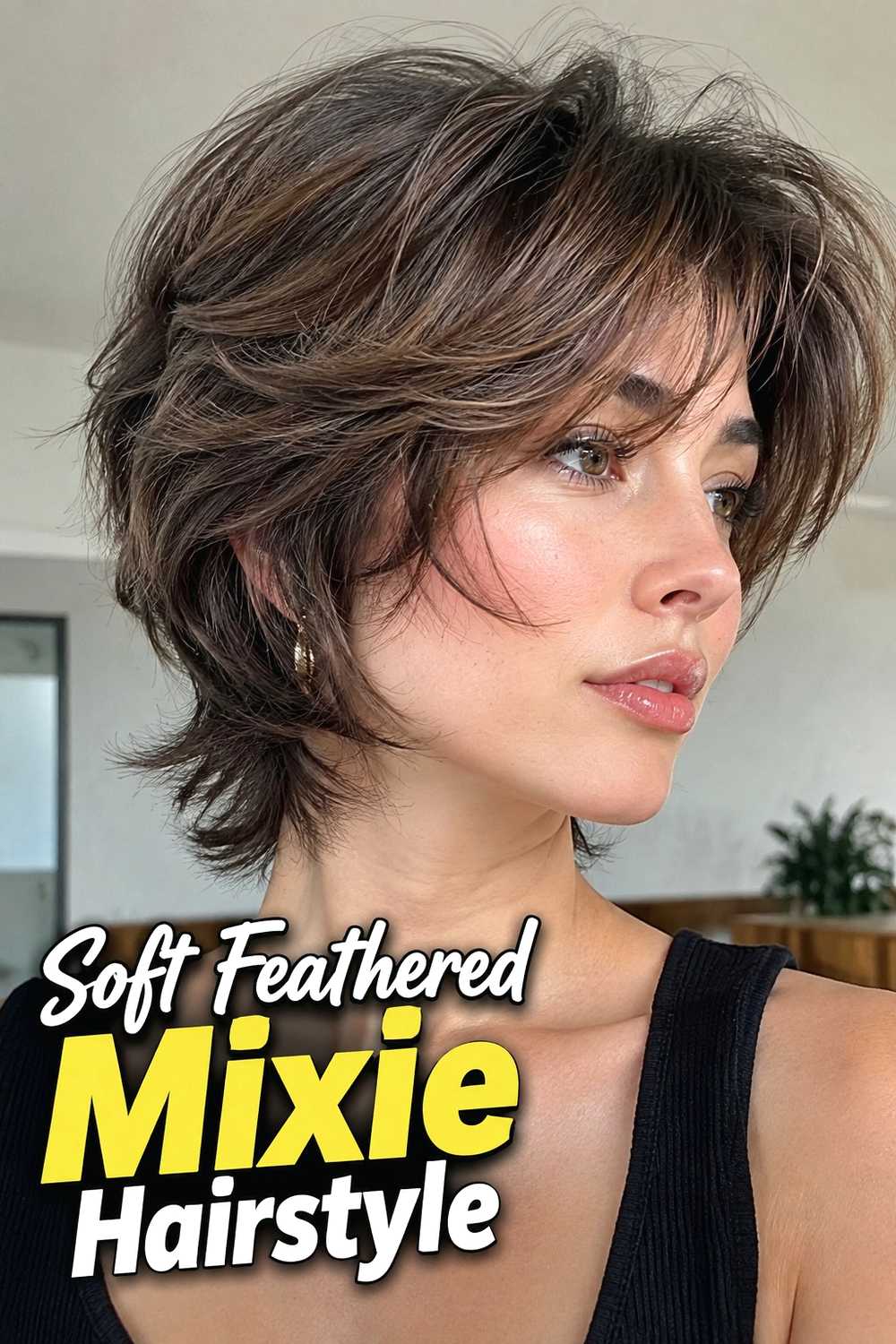 1. Soft Feathered Mixie Hairstyle