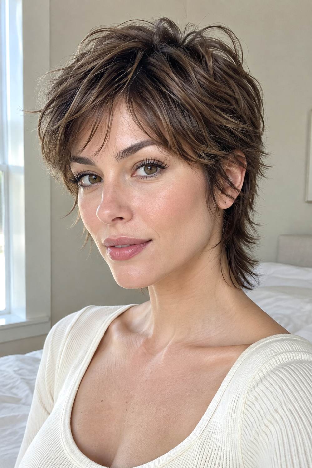 Soft Feathered Mixie Pixie Mullet Hairstyle