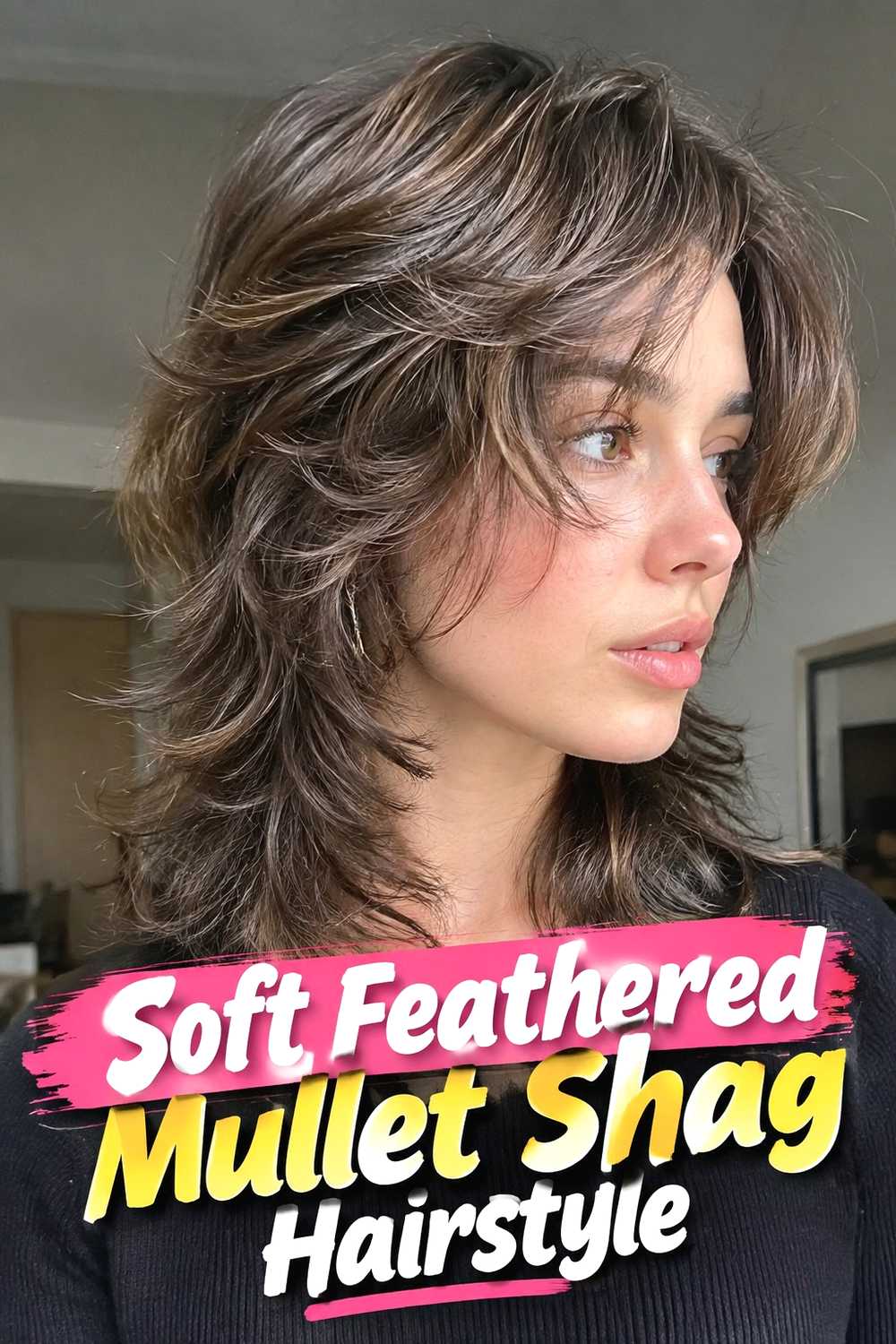 1. Soft Feathered Mullet Shag Hairstyle