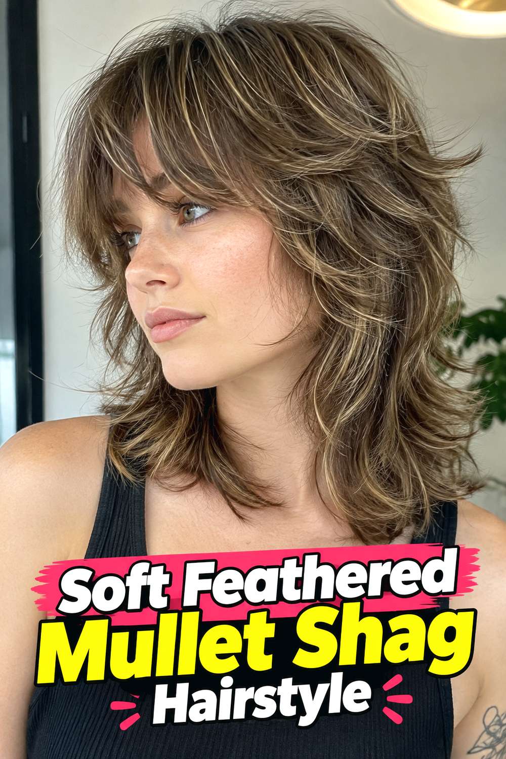 Soft Feathered Mullet Shag Hairstyle