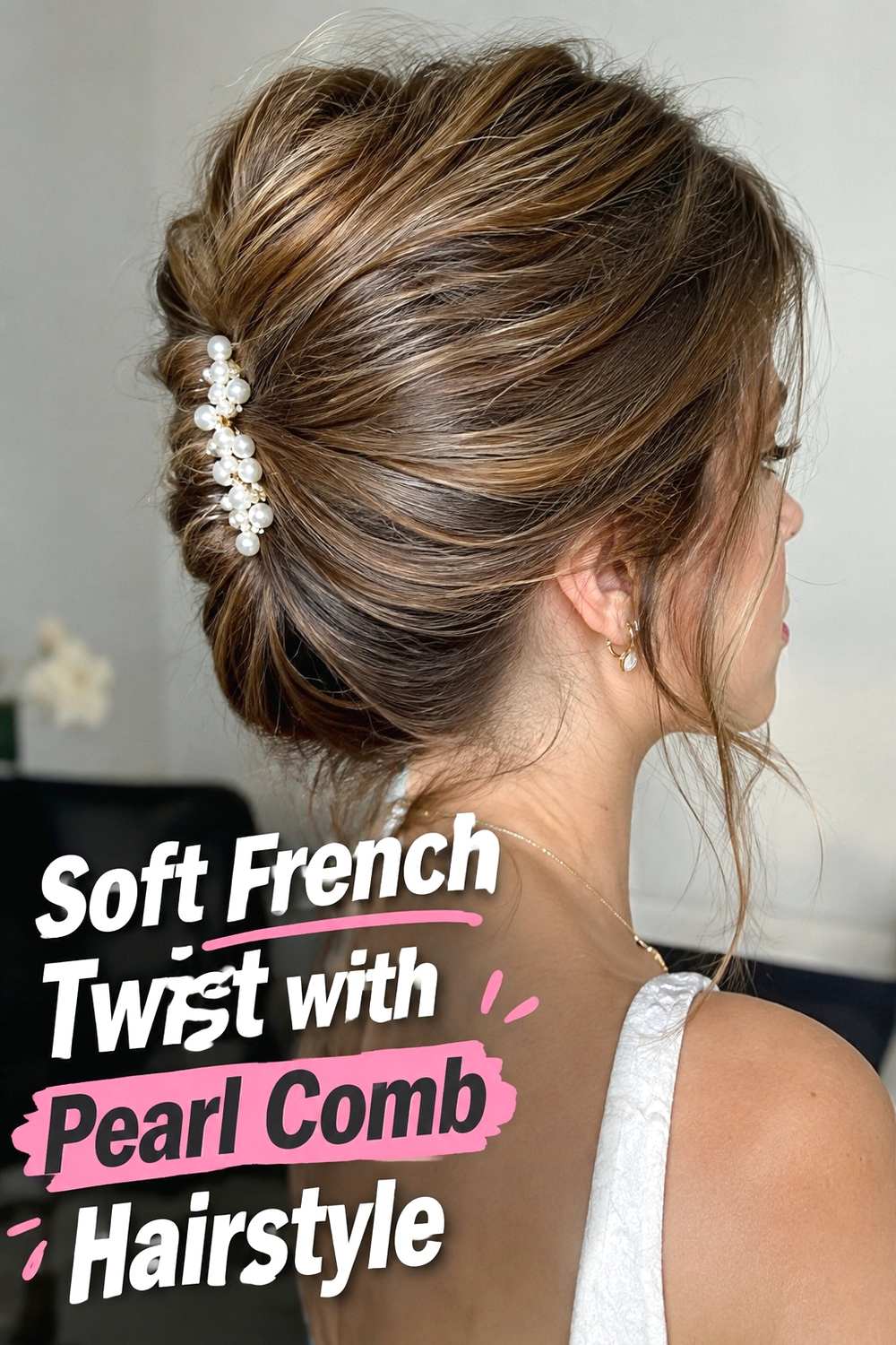 2. Soft French Twist With Pearl Comb Hairstyle