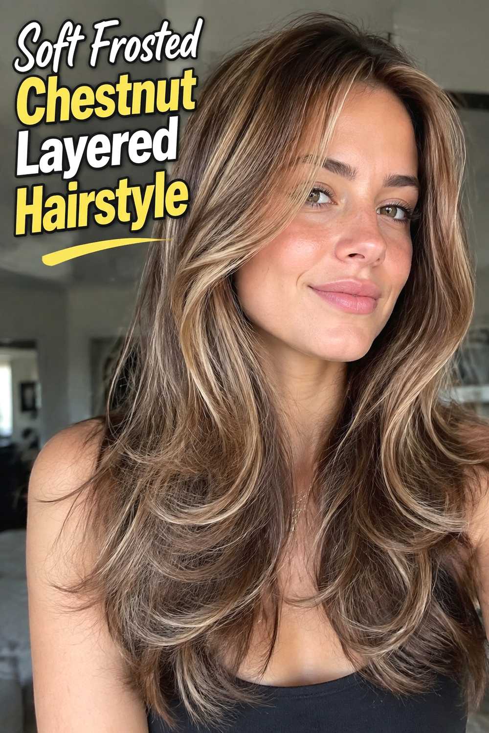 1. Soft Frosted Chestnut Layered Hairstyle