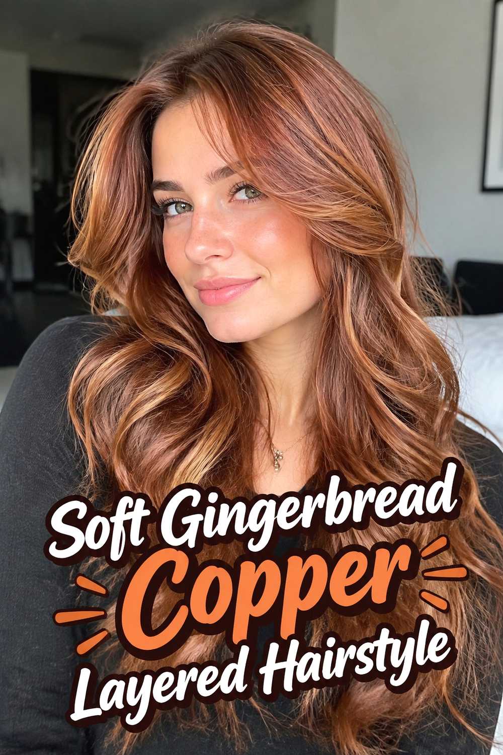 1. Soft Gingerbread Copper Layered Hairstyle