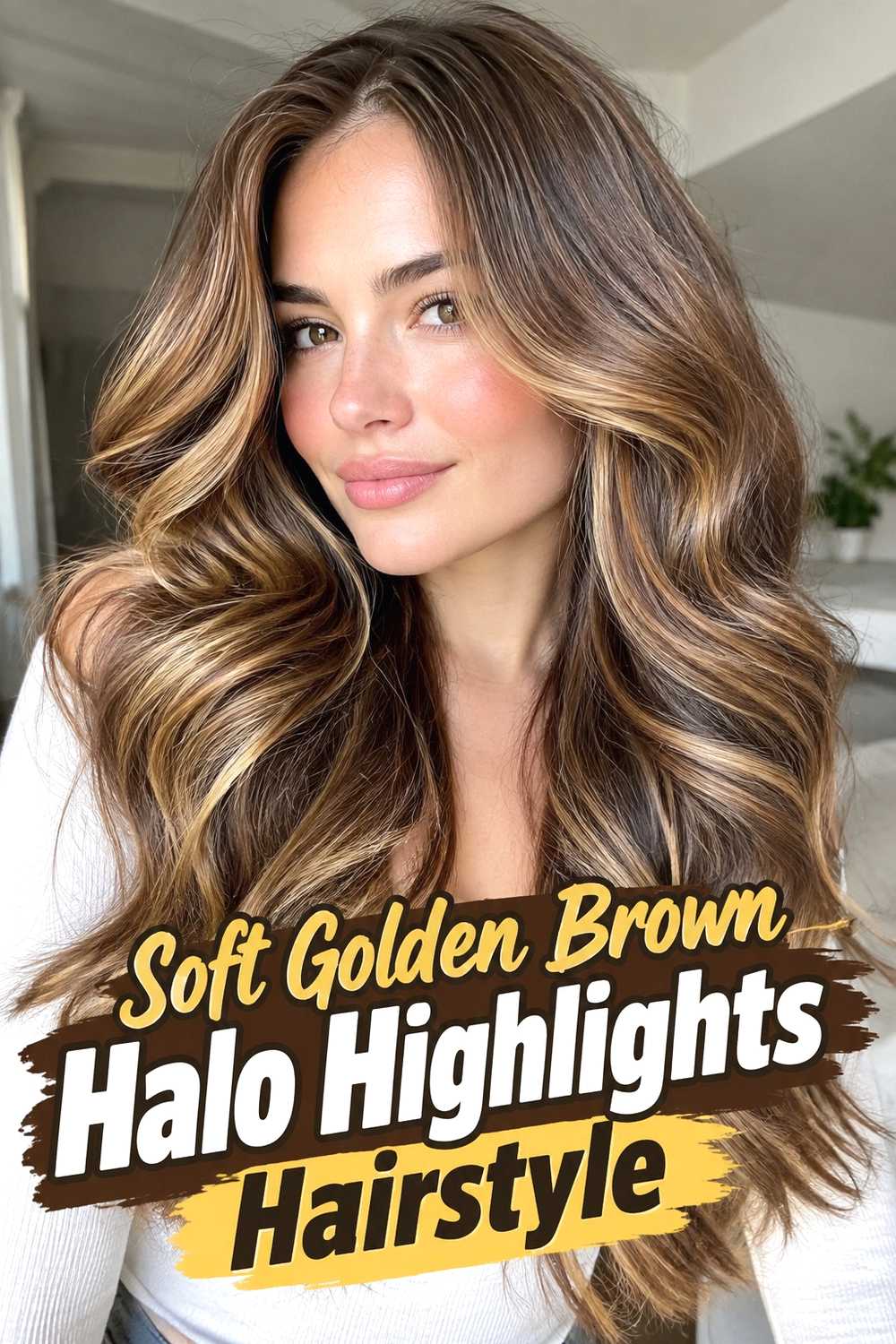 1. Soft Golden Brown Halo Highlights Hairstyle