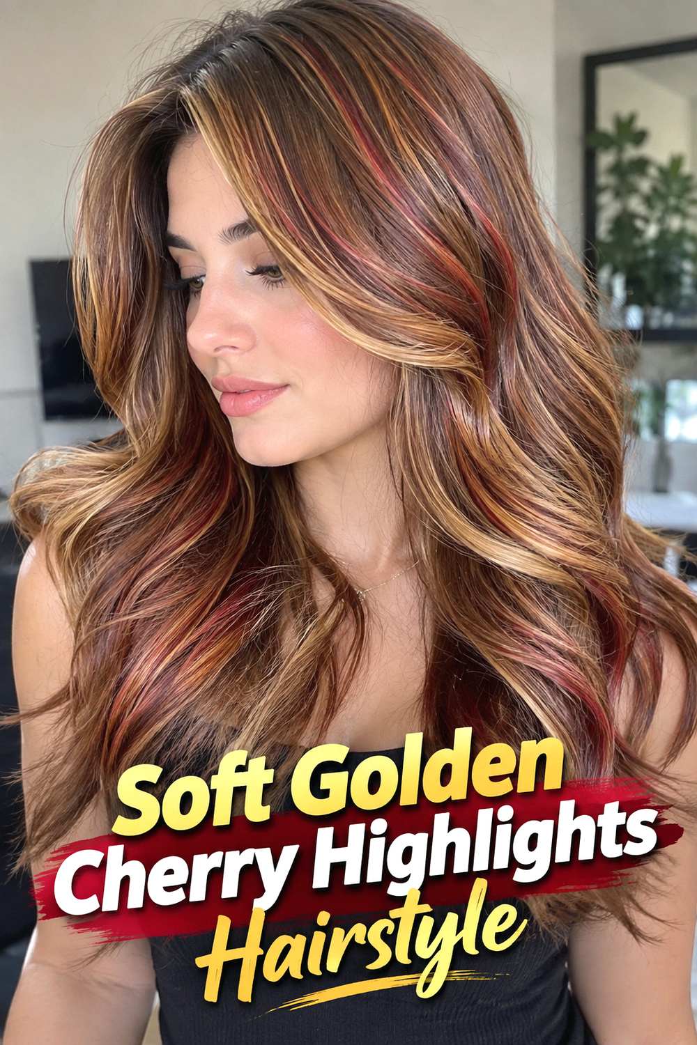 Soft Golden Cherry Highlights Hairstyle