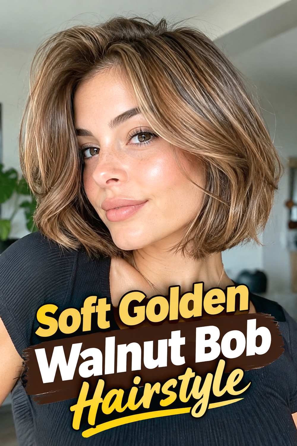 6. Soft Golden Walnut Bob Hairstyle