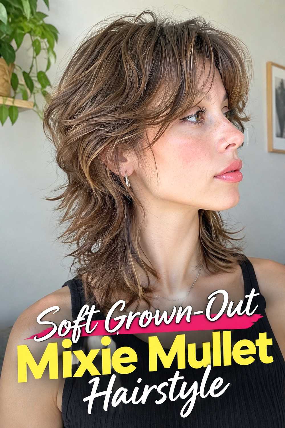 14. Soft Grown Out Mixie Mullet Hairstyle