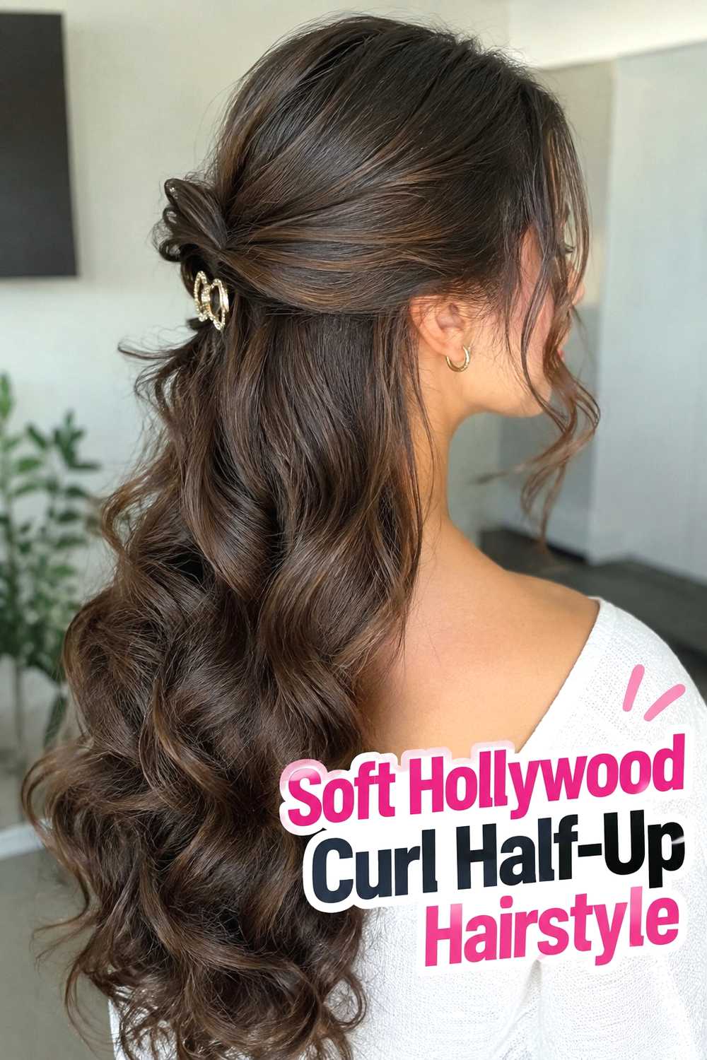 5. Soft Hollywood Curl Half Up Hairstyle