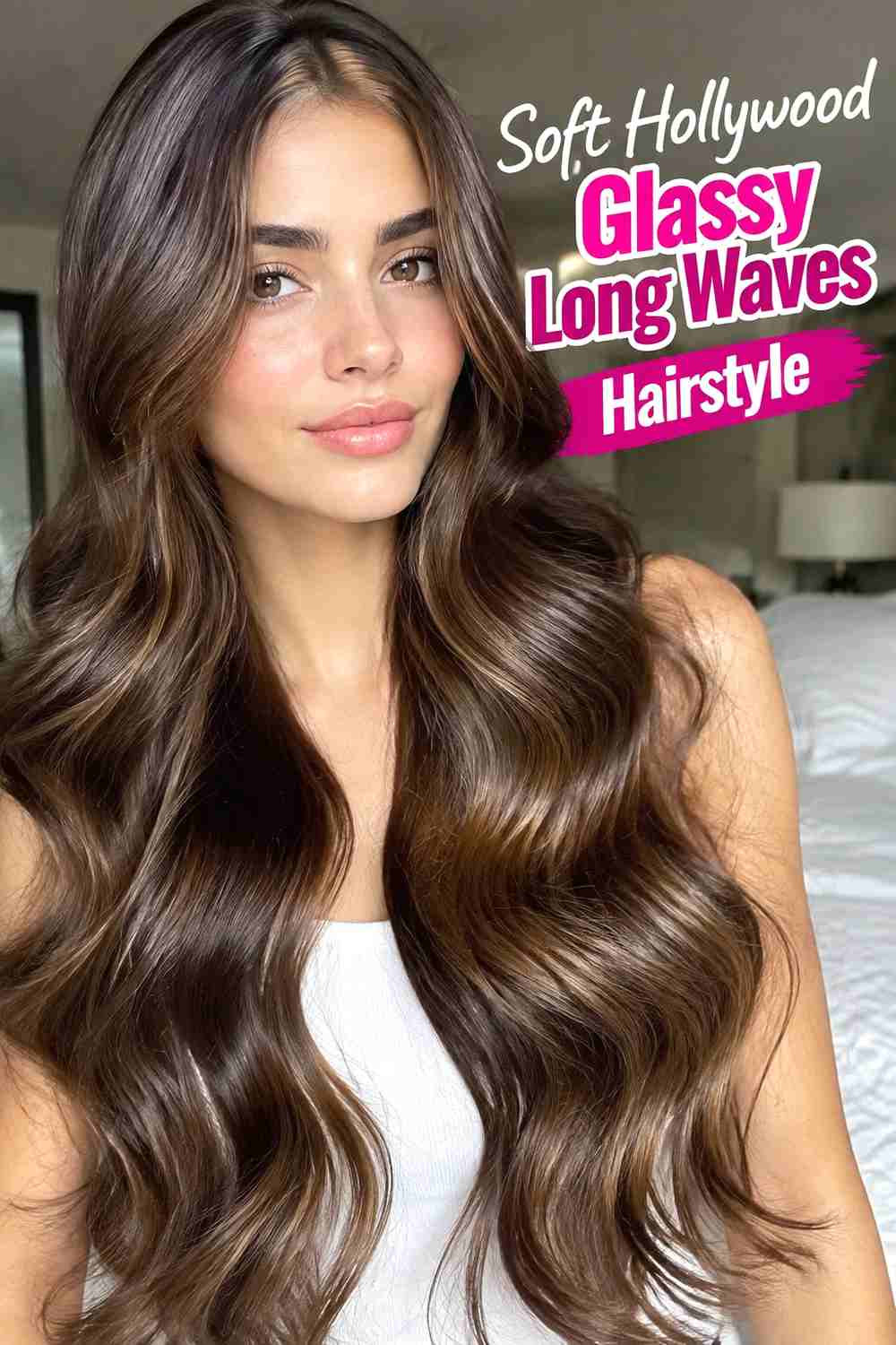 18. Soft Hollywood Glassy Long Waves Hairstyle