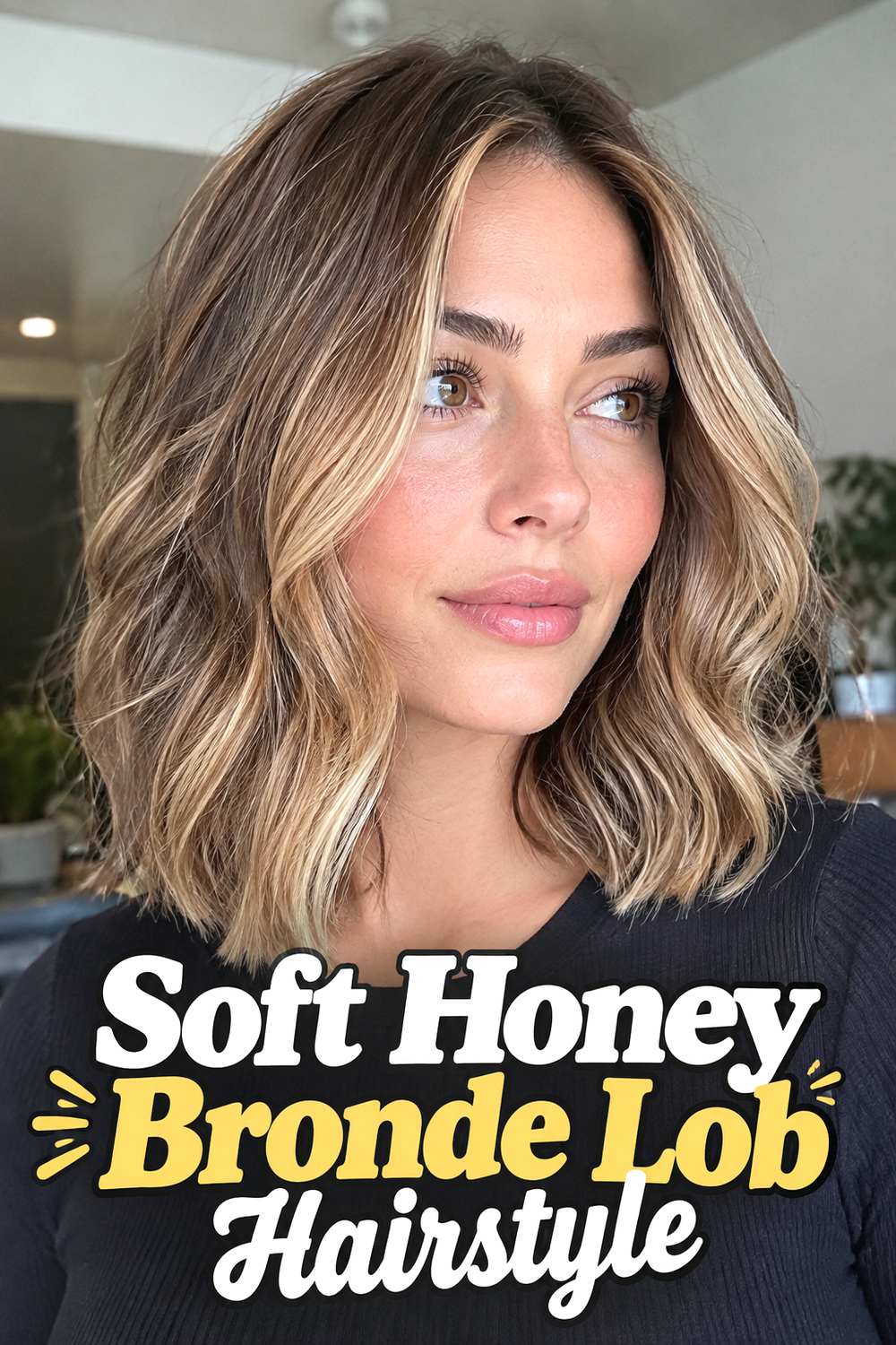 Soft Honey Bronde Lob Hairstyle