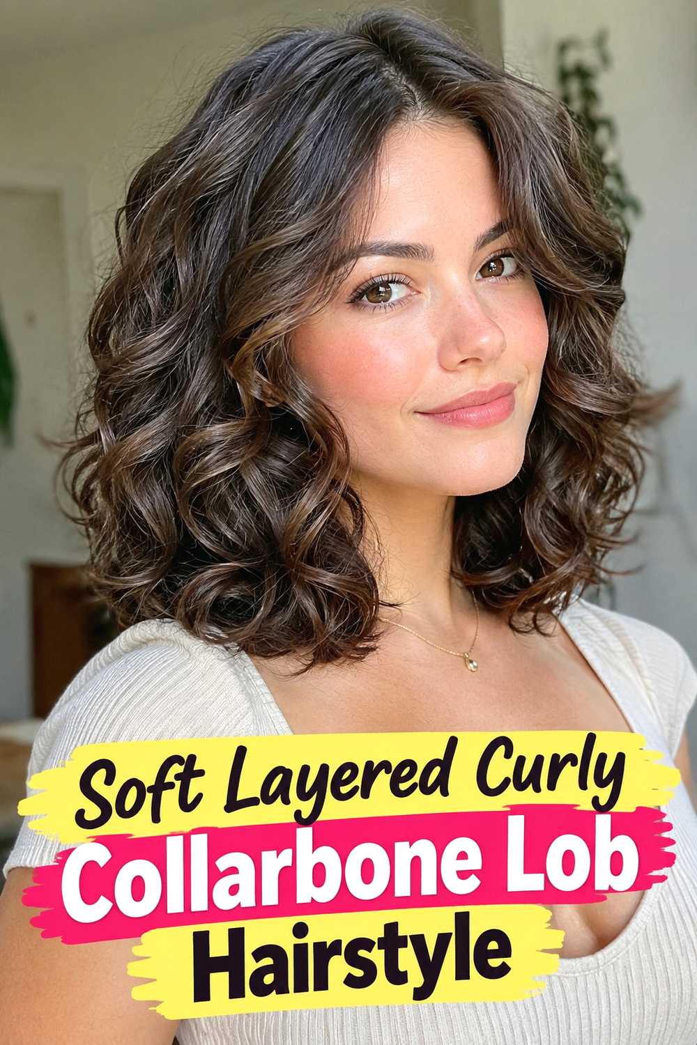 1. Soft Layered Curly Collarbone Lob Hairstyle
