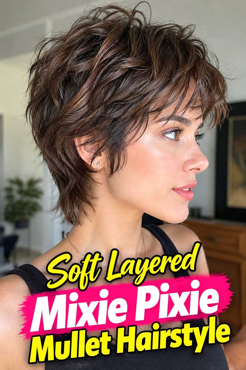 1. Soft Layered Mixie Pixie Mullet Hairstyle