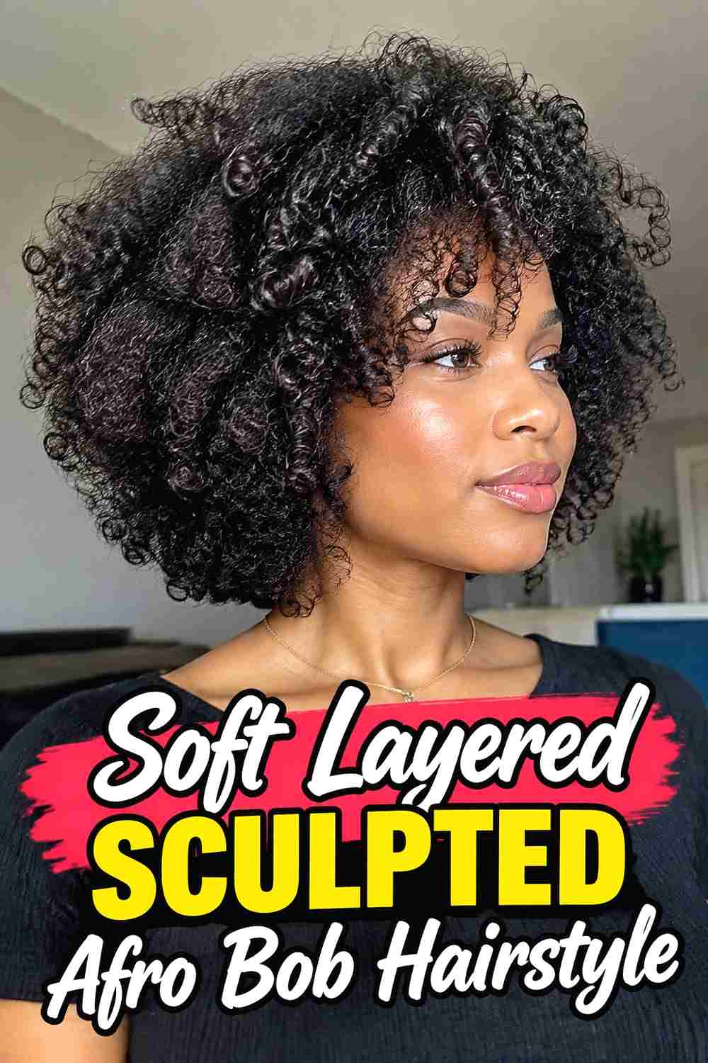 5. Soft Layered Sculpted Afro Bob Hairstyle