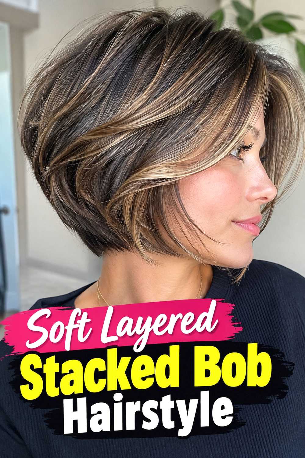 2. Soft Layered Stacked Bob Hairstyle