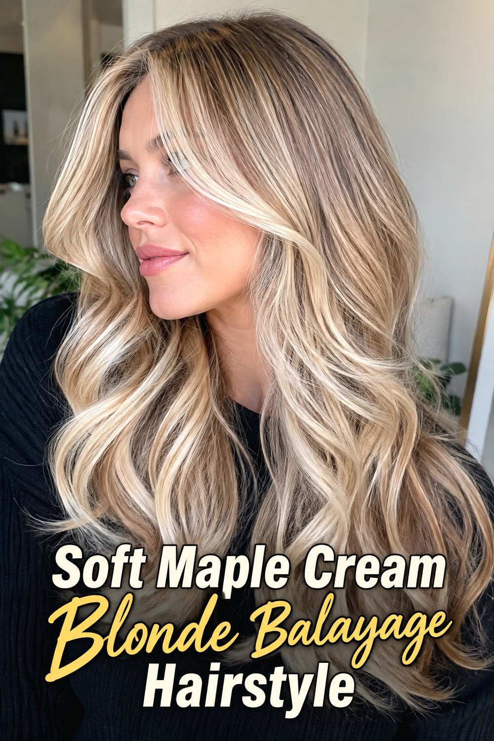 1. Soft Maple Cream Blonde Balayage Hairstyle