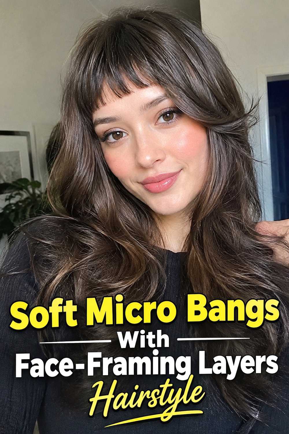 3. Soft Micro Bangs With Face Framing Layers Hairstyle