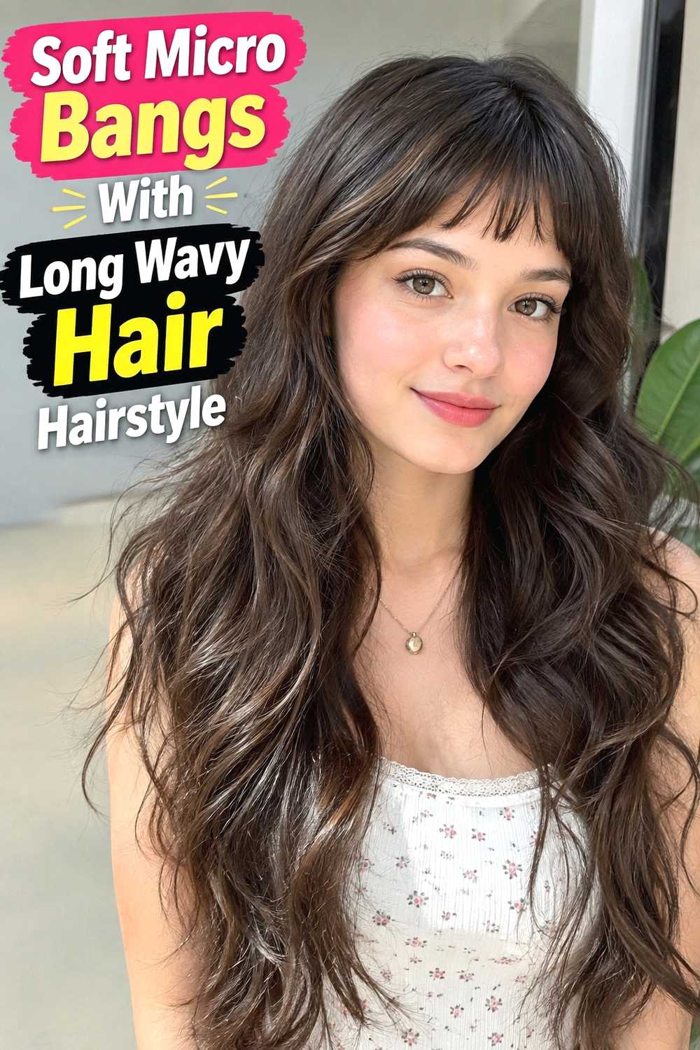 5. Soft Micro Bangs With Long Wavy Hair Hairstyle