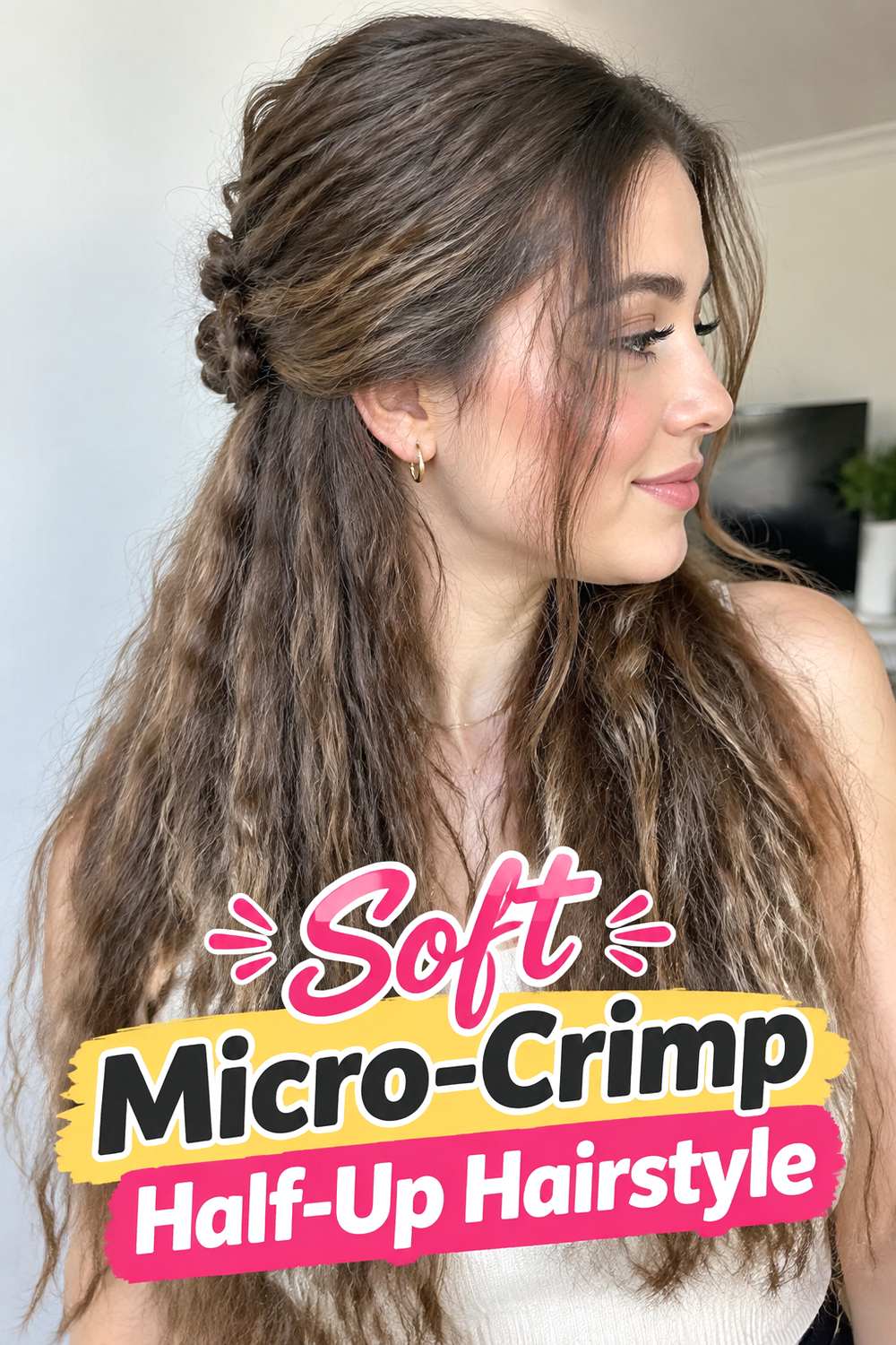Soft Micro-Crimp Half-Up Hairstyle