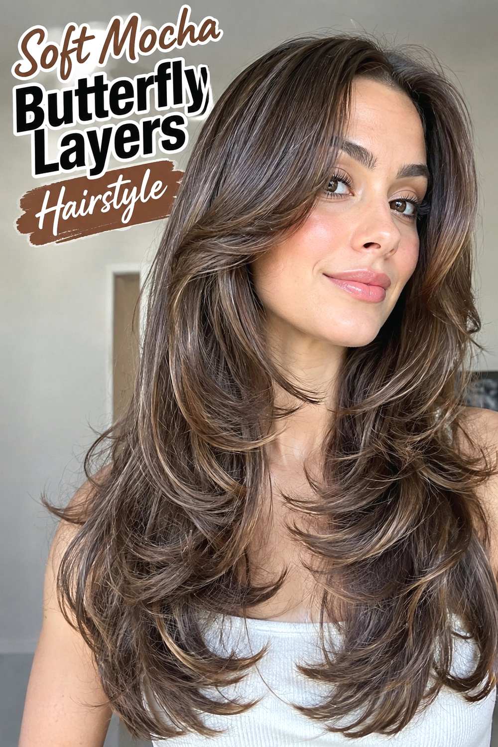 4. Soft Mocha Butterfly Layers Hairstyle