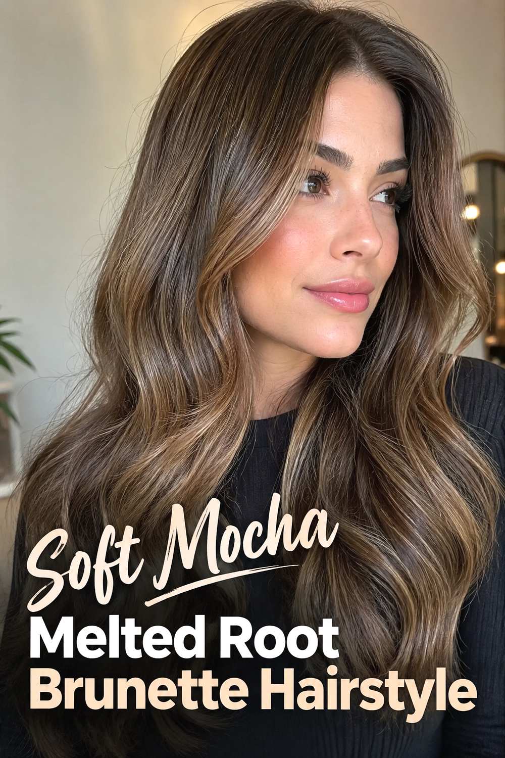 1. Soft Mocha Melted Root Brunette Hairstyle