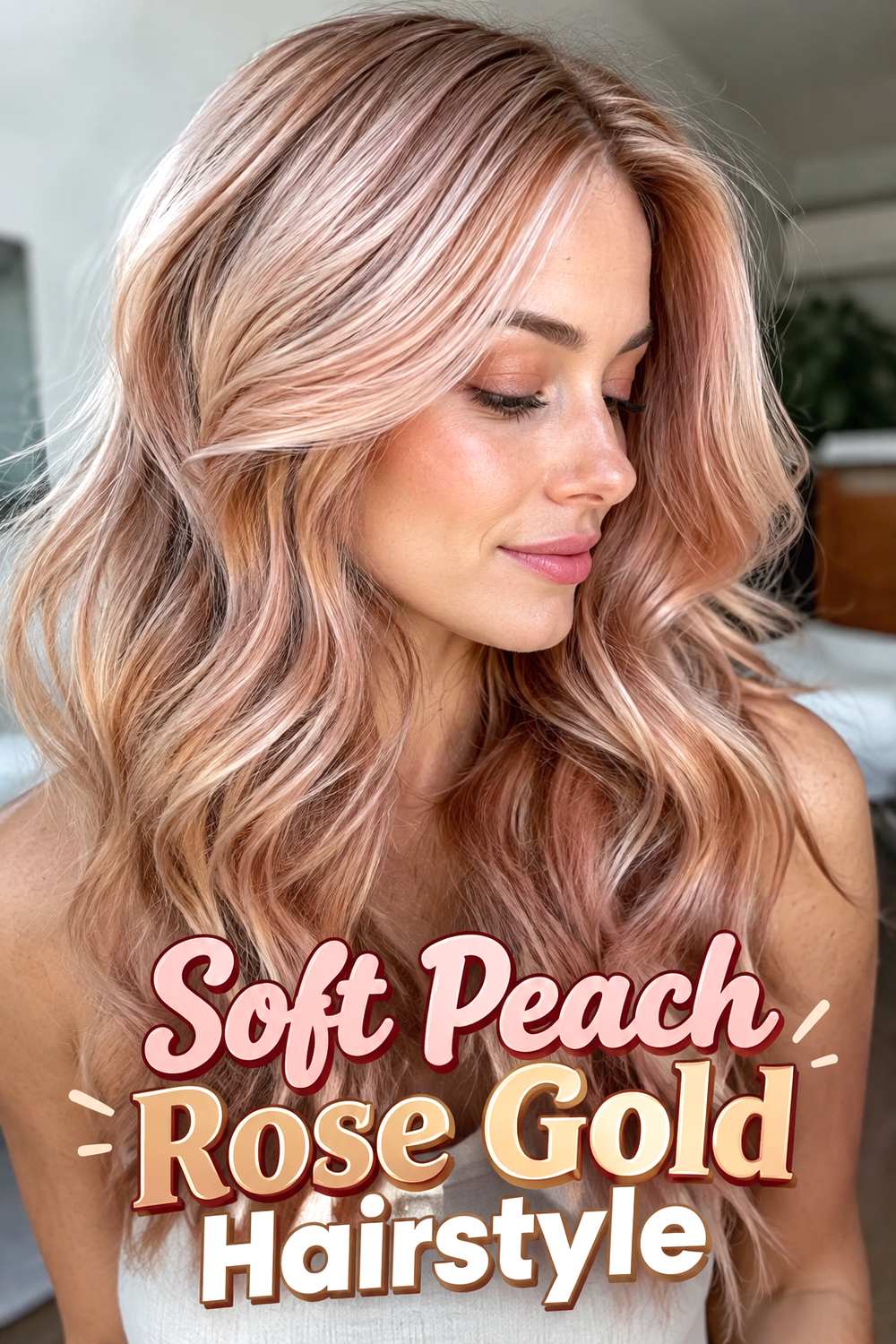 Soft Peach Rose Gold Hairstyle