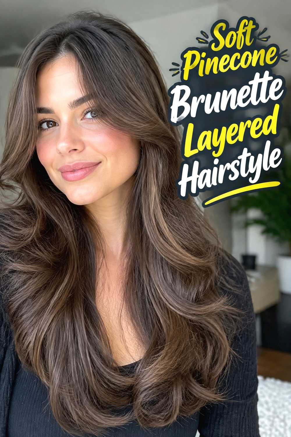 1. Soft Pinecone Brunette Layered Hairstyle
