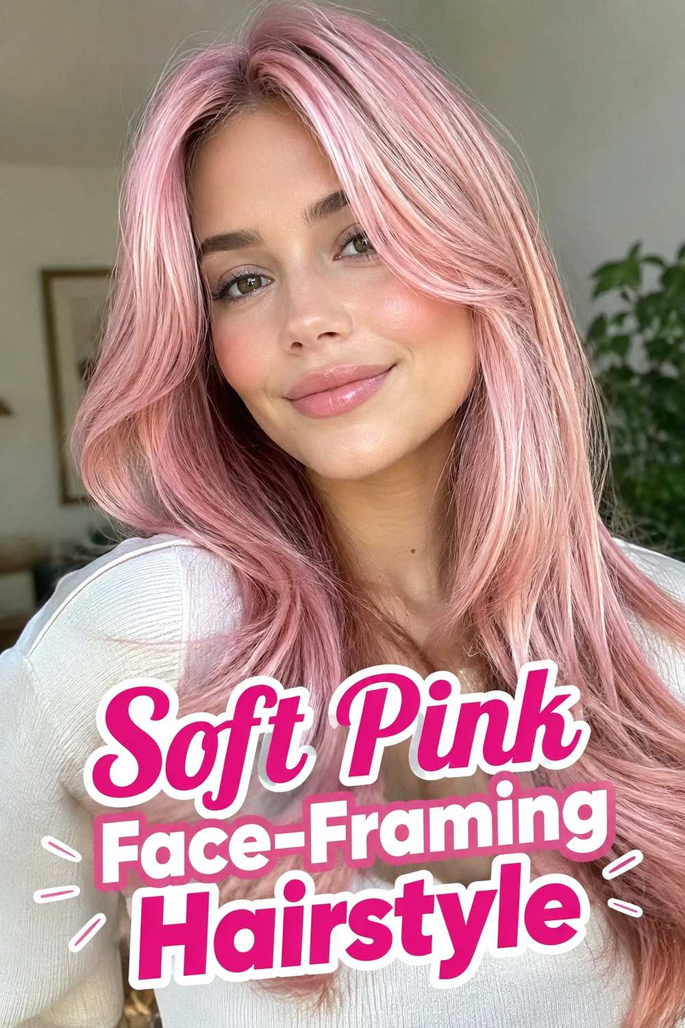23. Soft Pink Face Framing Hairstyle