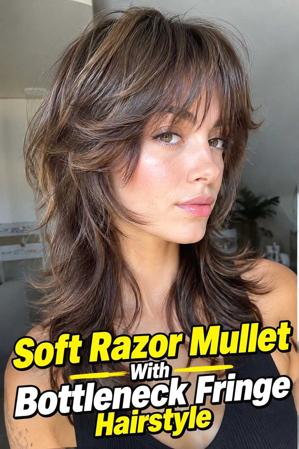 7. Soft Razor Mullet With Bottleneck Fringe Hairstyle