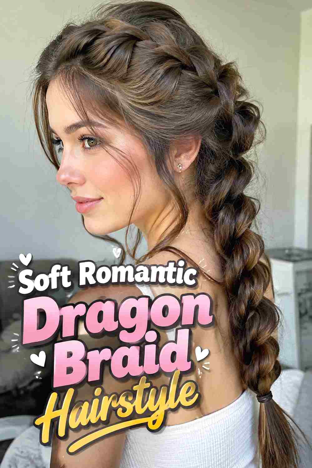 20. Soft Romantic Dragon Braid Hairstyle