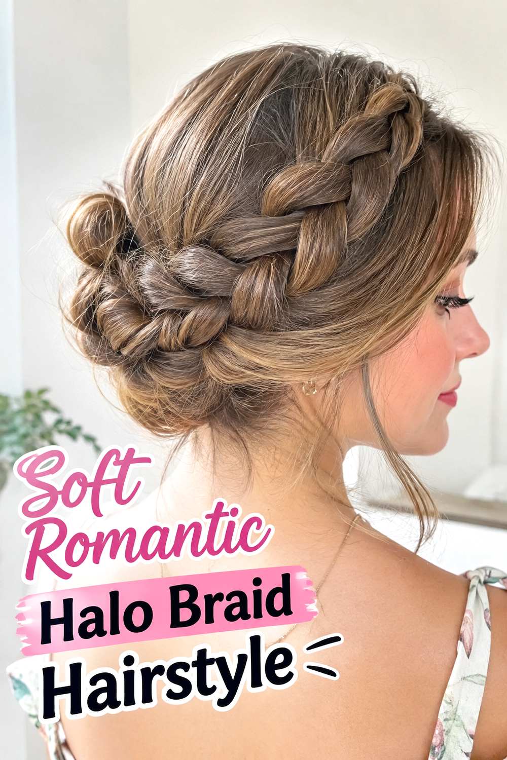 Soft Romantic Halo Braid Hairstyle