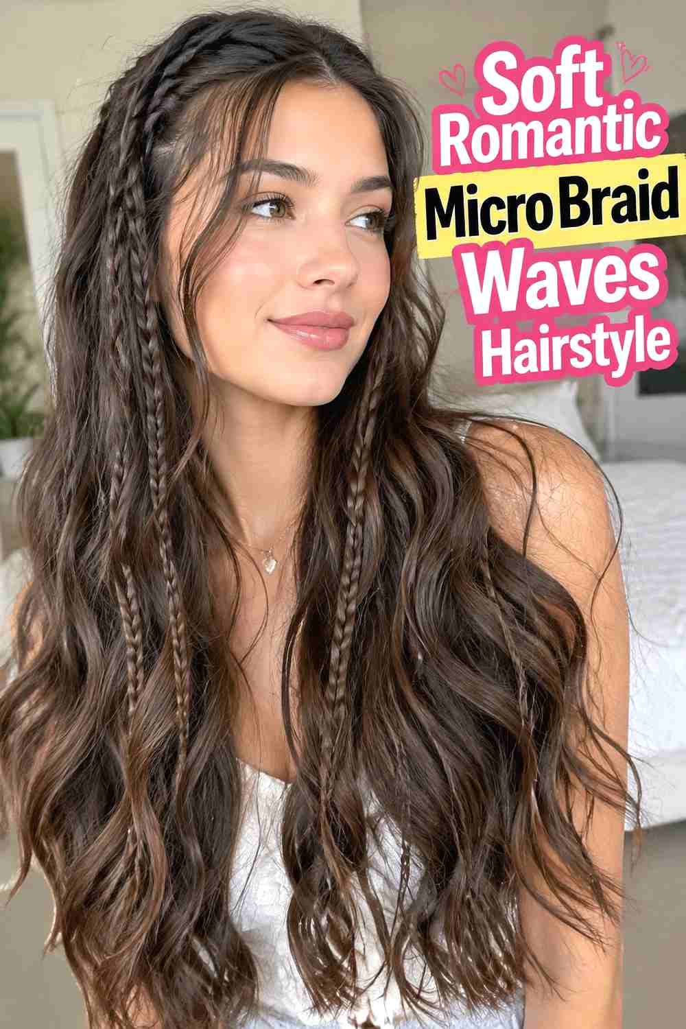 17. Soft Romantic Micro Braid Waves Hairstyle