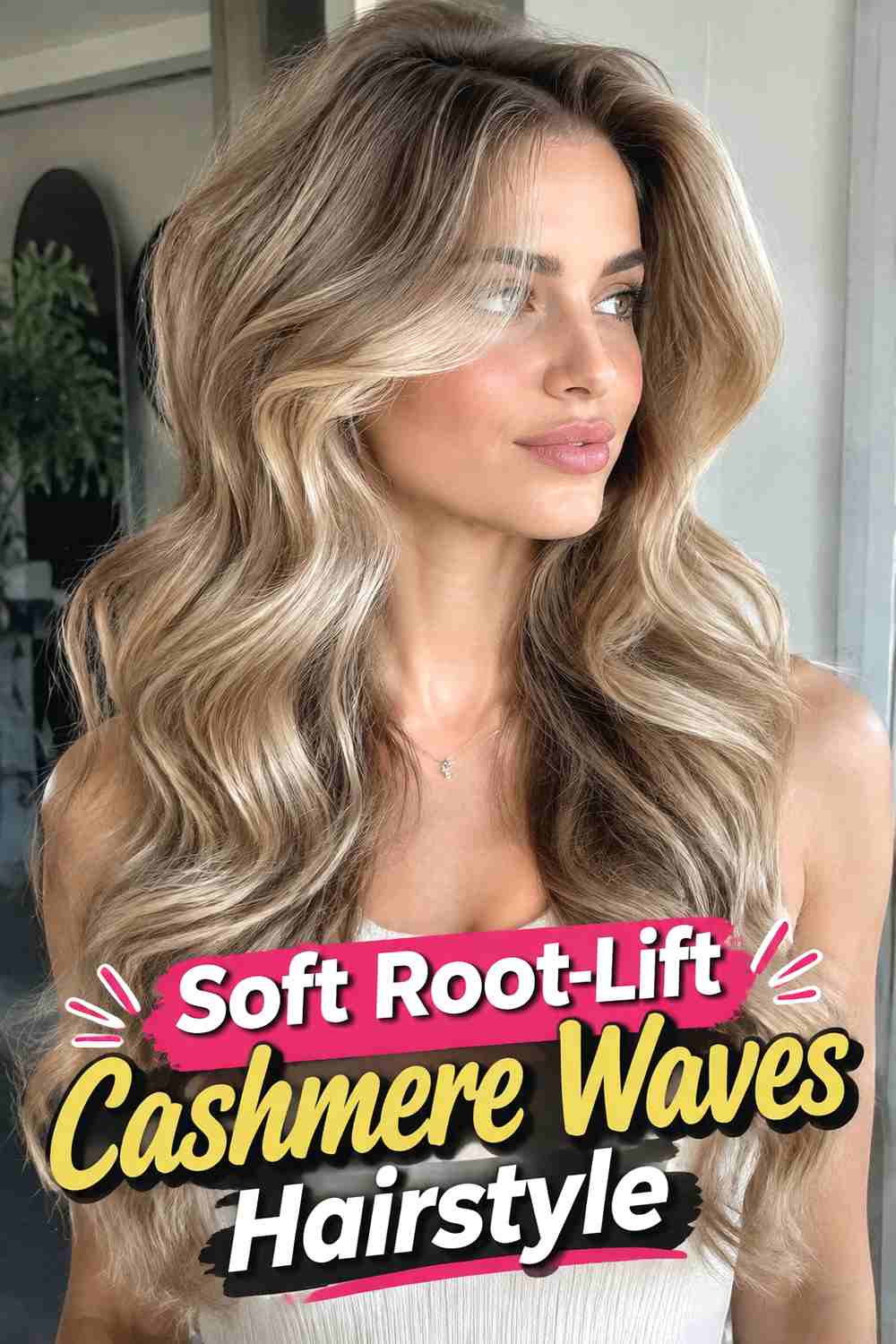 15. Soft Root Lift Cashmere Waves Hairstyle