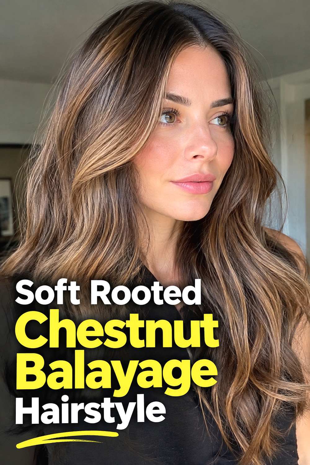 Soft Rooted Chestnut Balayage Hairstyle