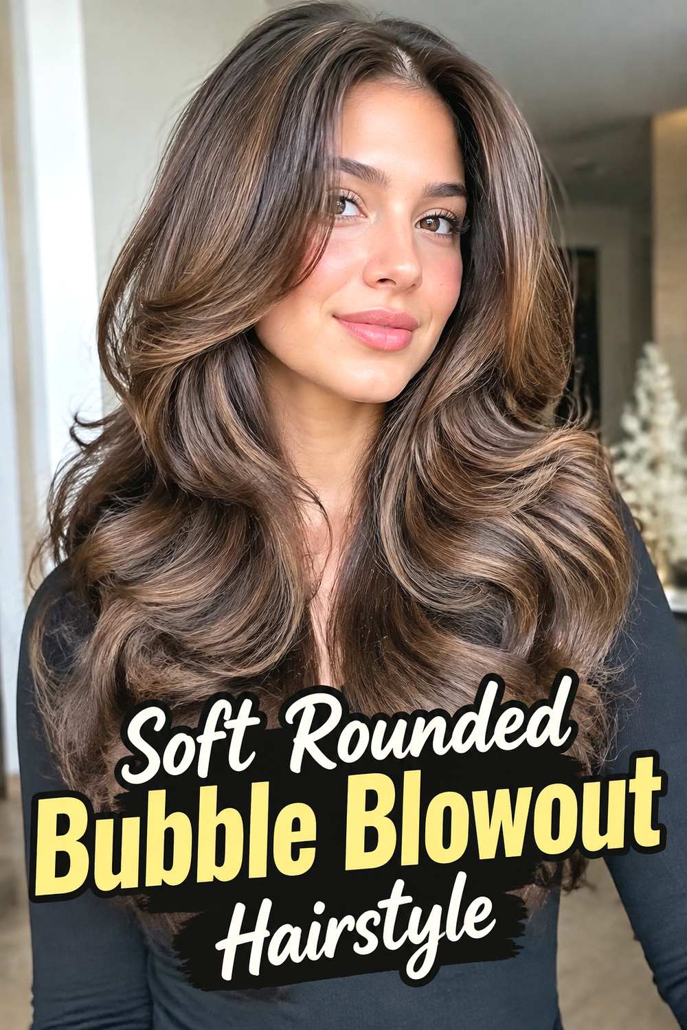 Soft Rounded Bubble Blowout Hairstyle
