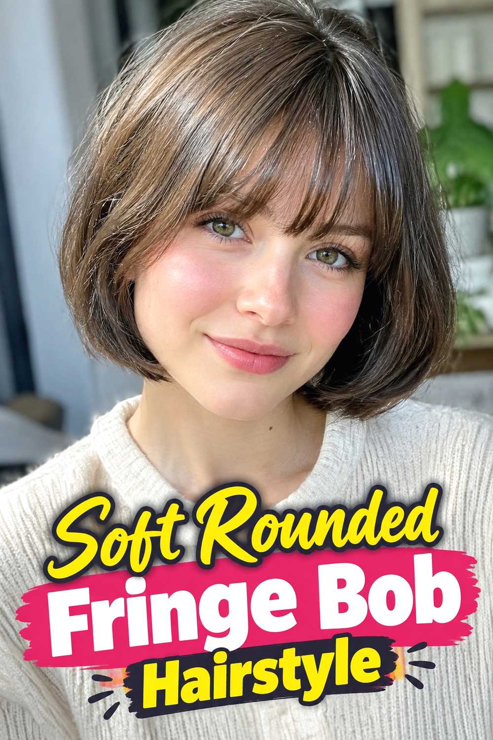 1. Soft Rounded Fringe Bob Hairstyle