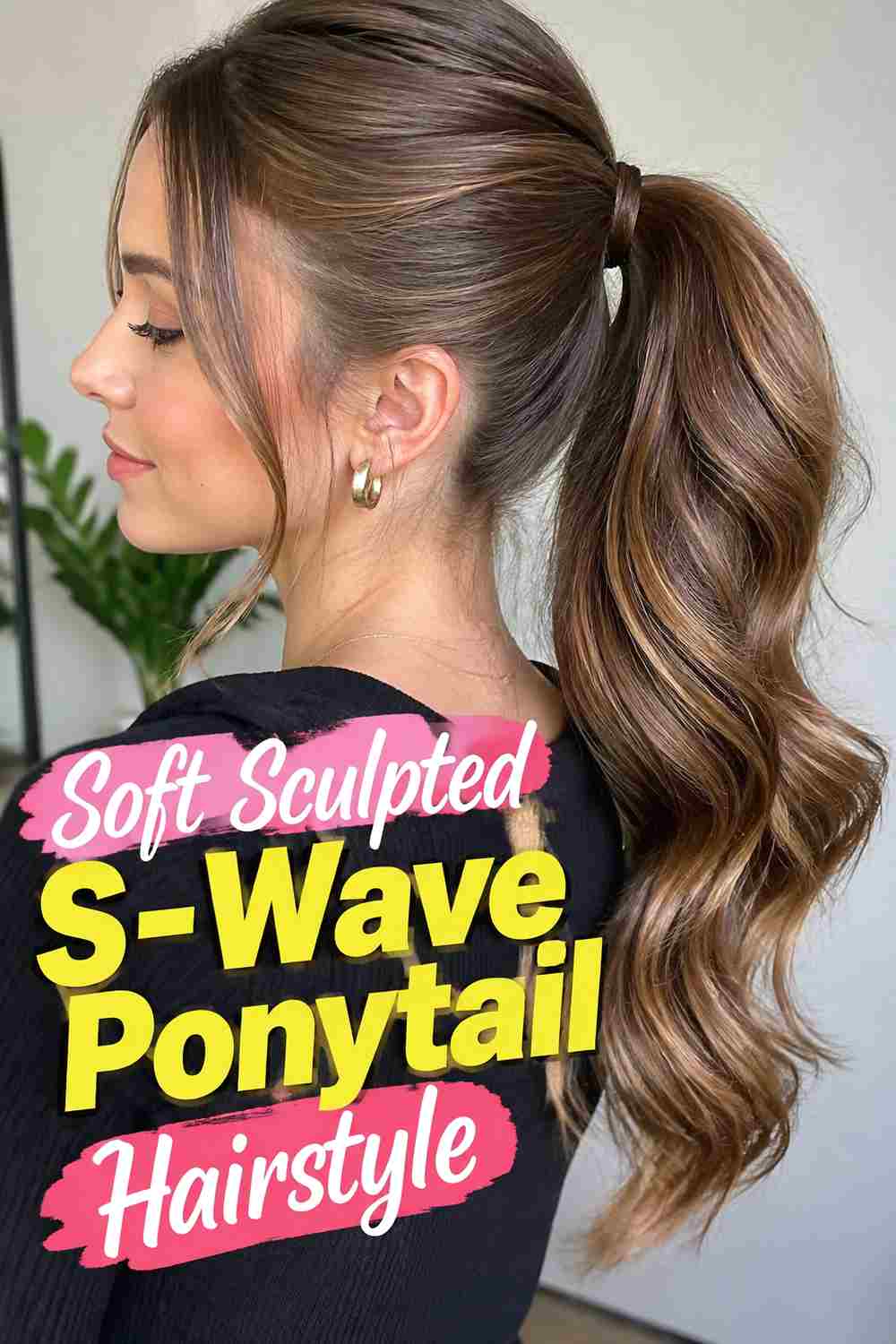 8. Soft Sculpted S Wave Ponytail Hairstyle