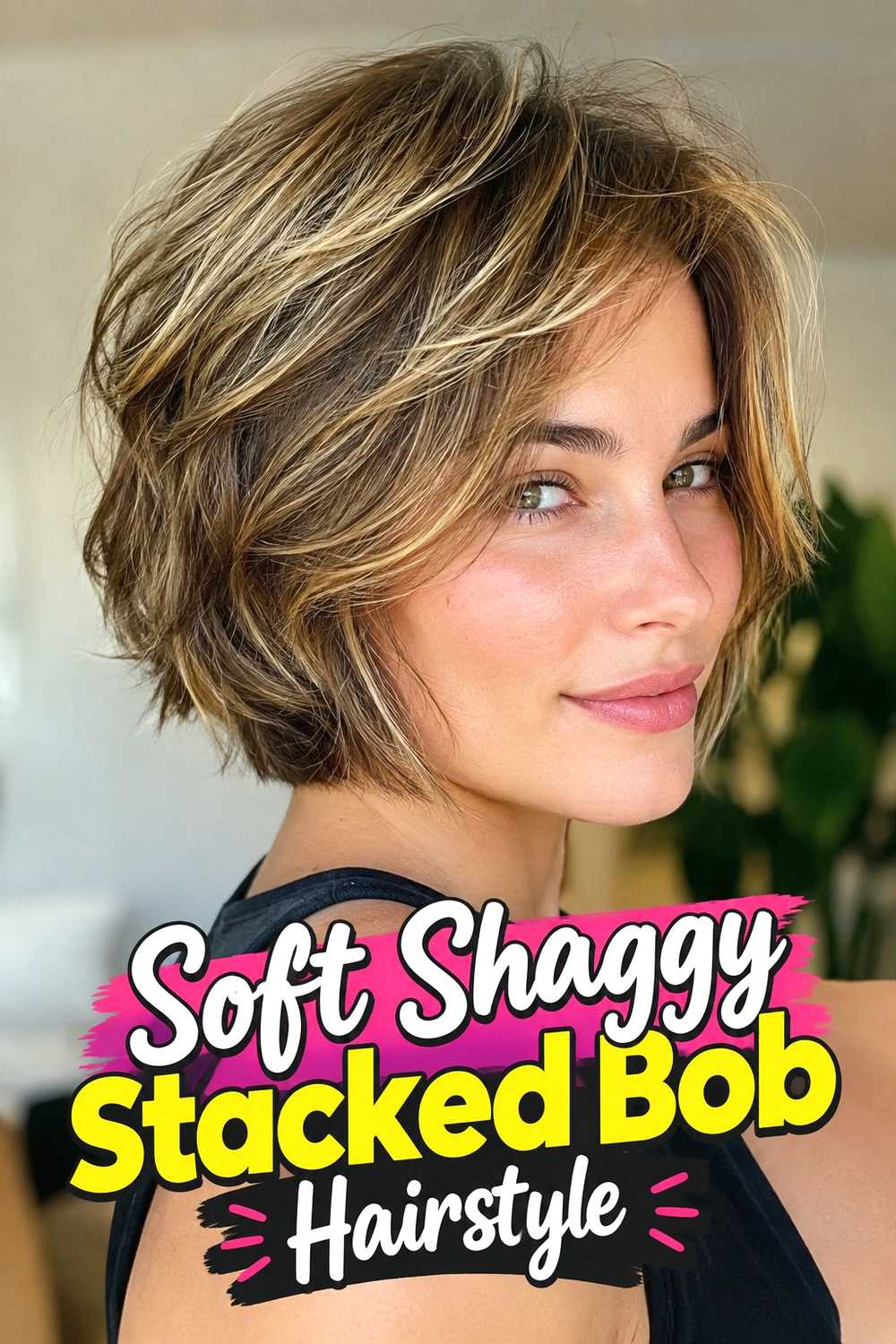 14. Soft Shaggy Stacked Bob Hairstyle