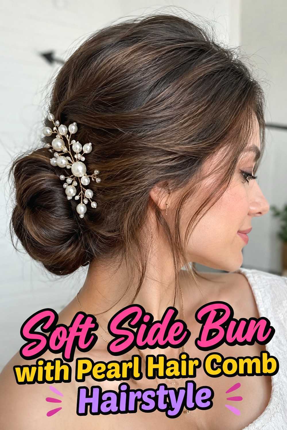 11. Soft Side Bun With Pearl Hair Comb Hairstyle