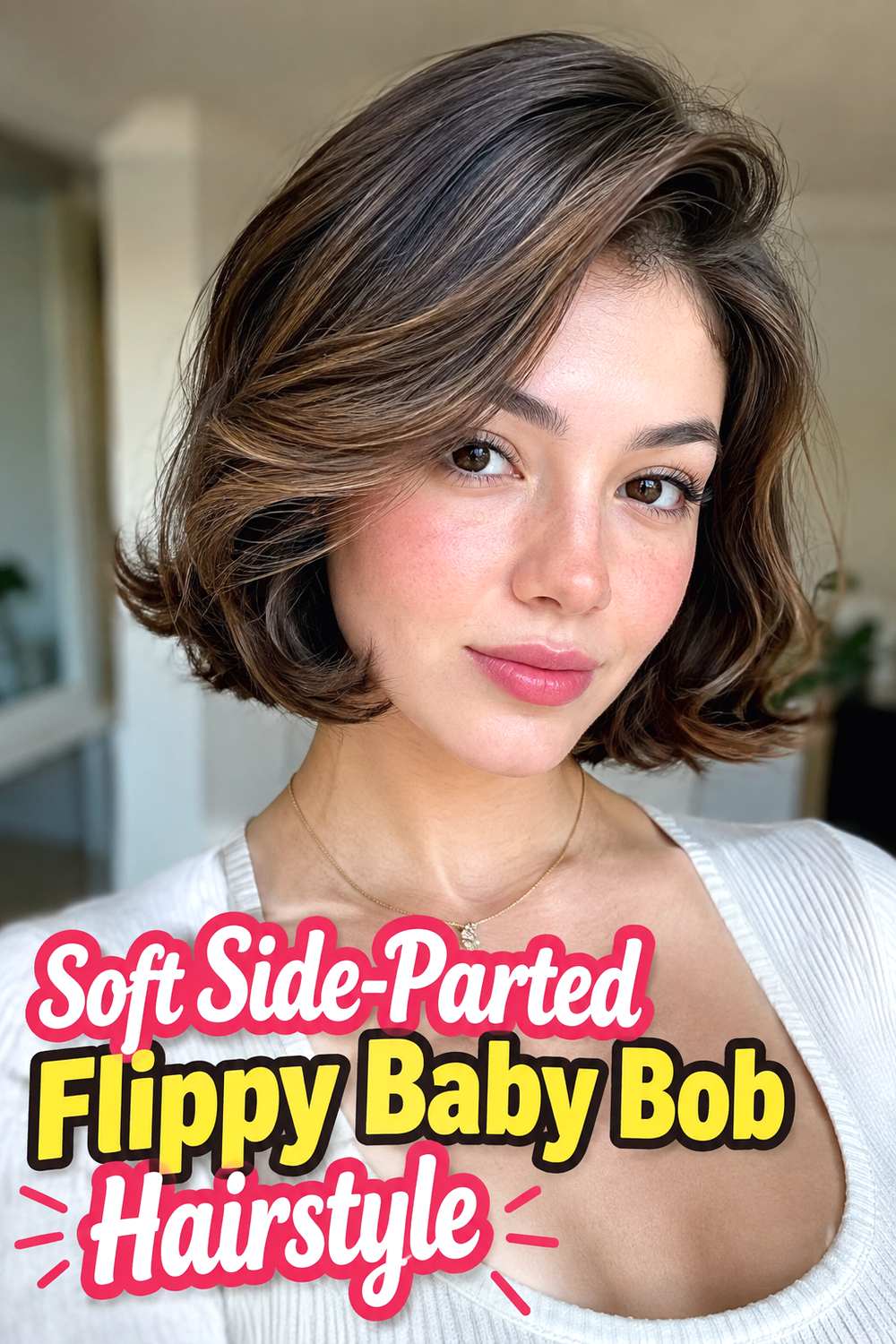 Soft Side-Parted Flippy Baby Bob Hairstyle