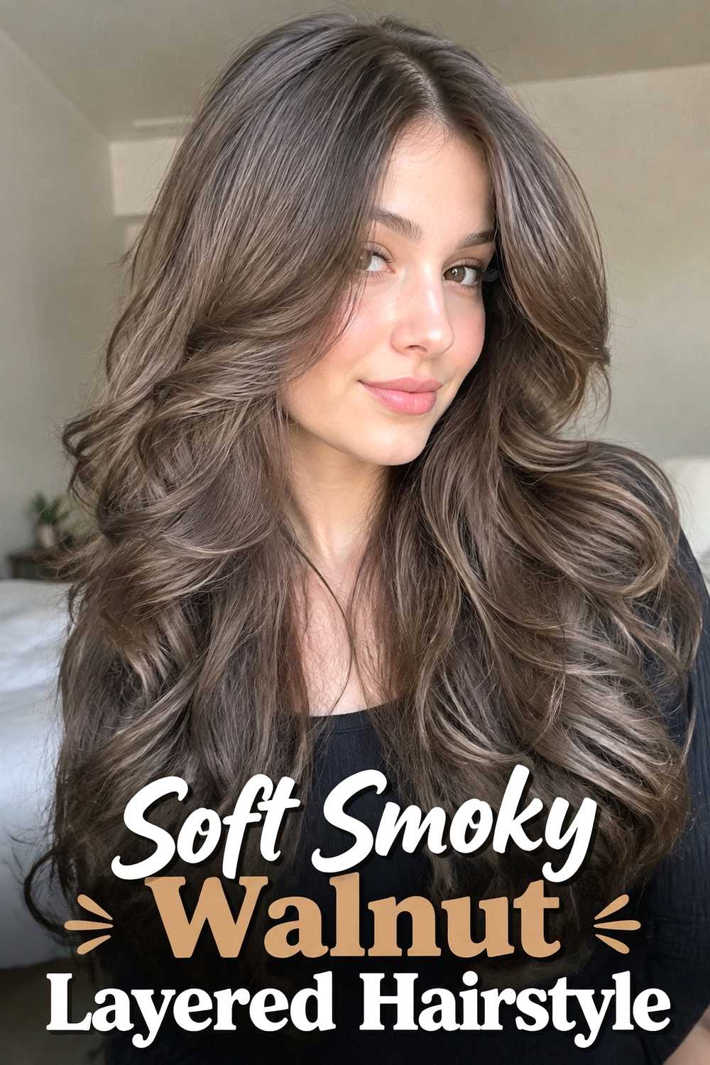1. Soft Smoky Walnut Layered Hairstyle