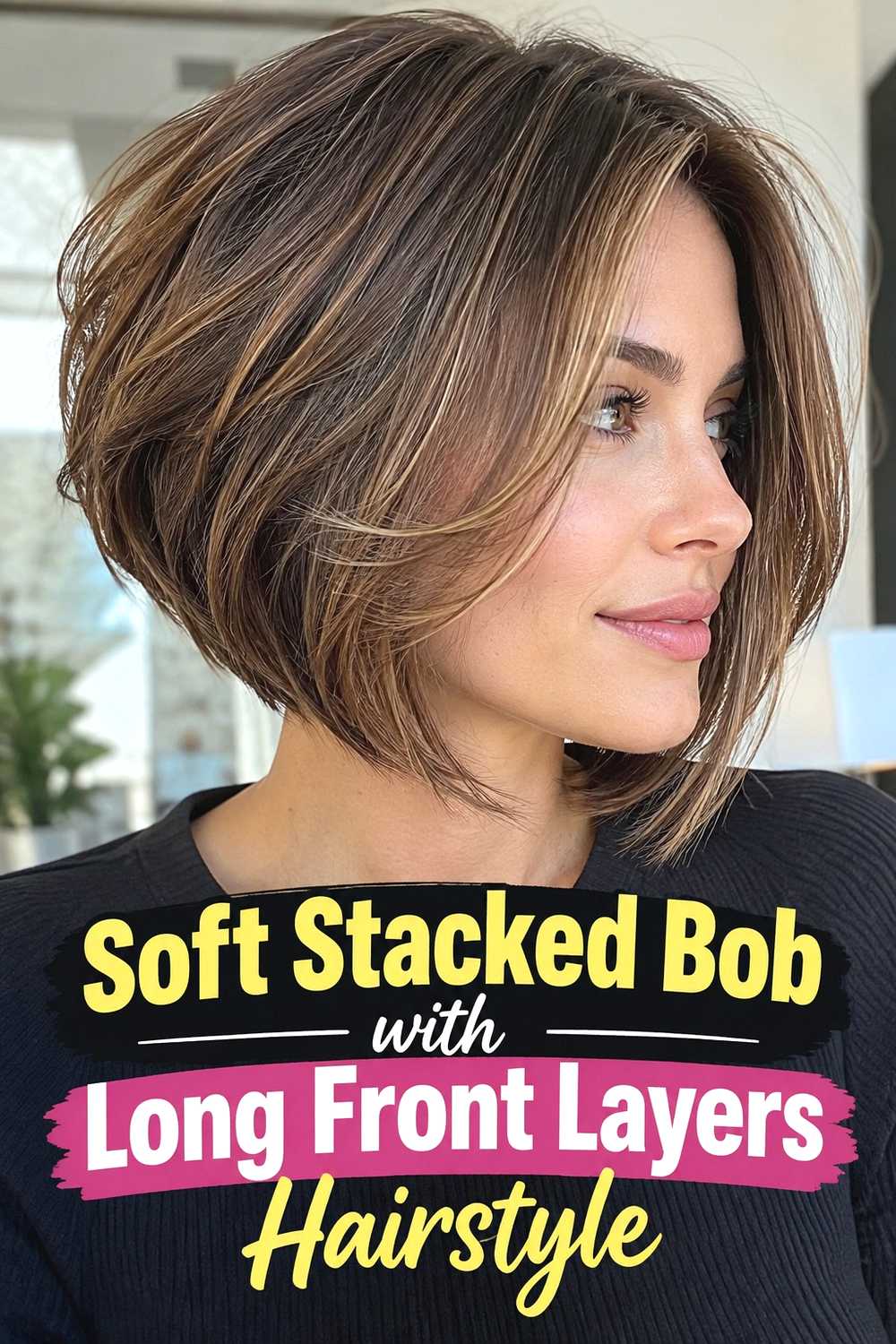 10. Soft Stacked Bob With Long Front Layers Hairstyle