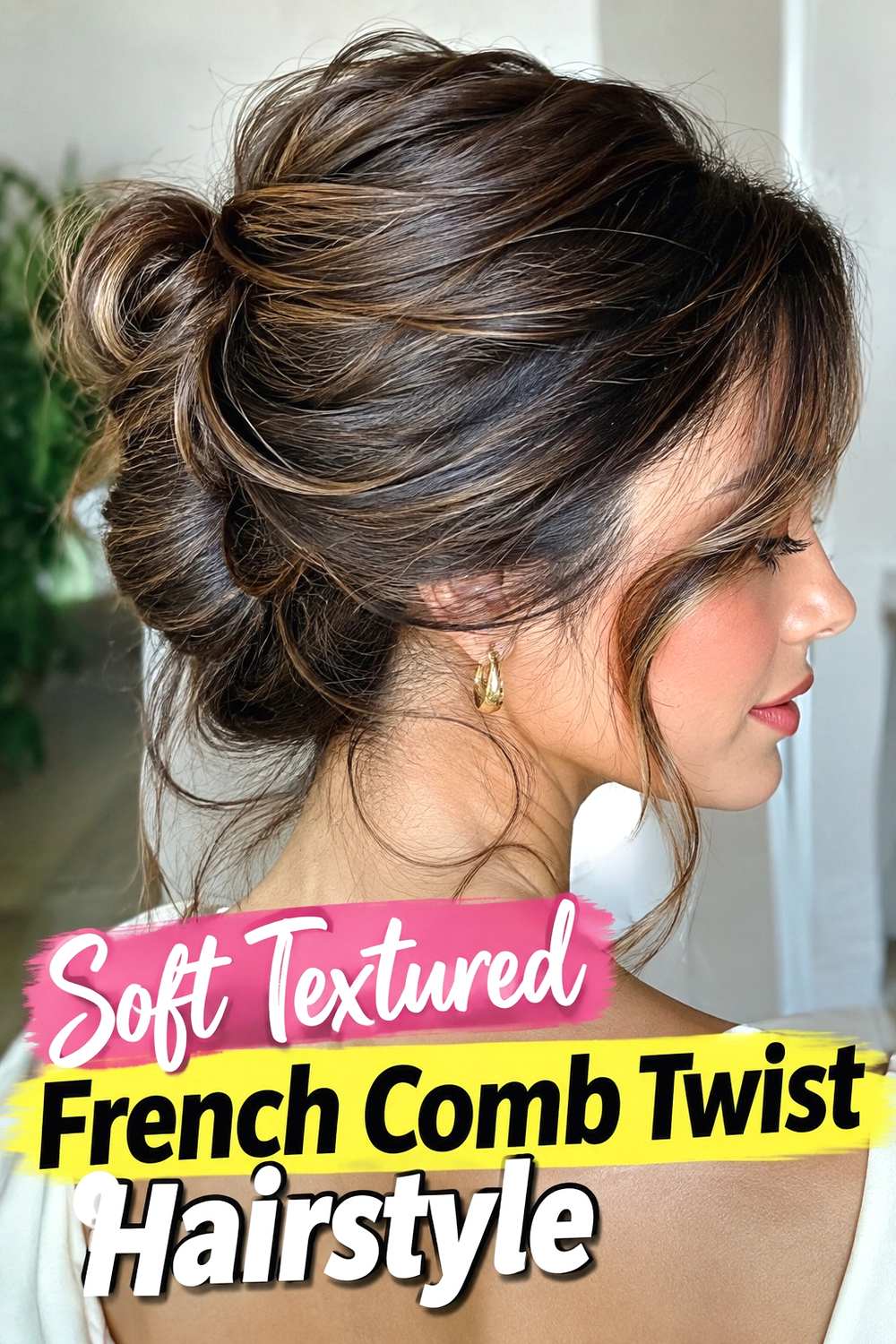 2. Soft Textured French Comb Twist Hairstyle