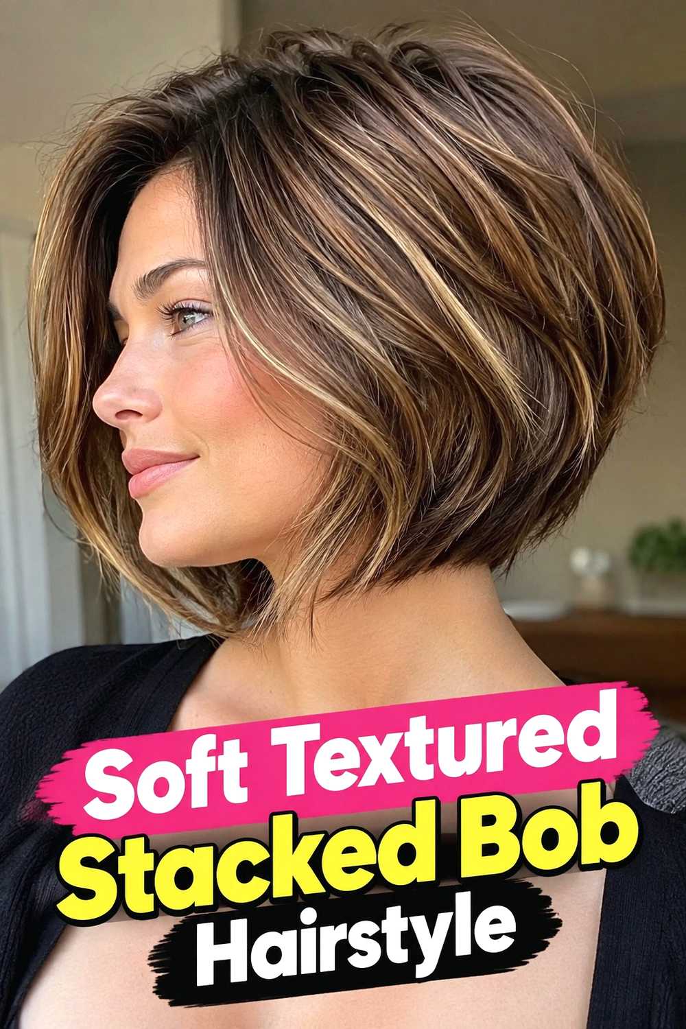 12. Soft Textured Stacked Bob Hairstyle