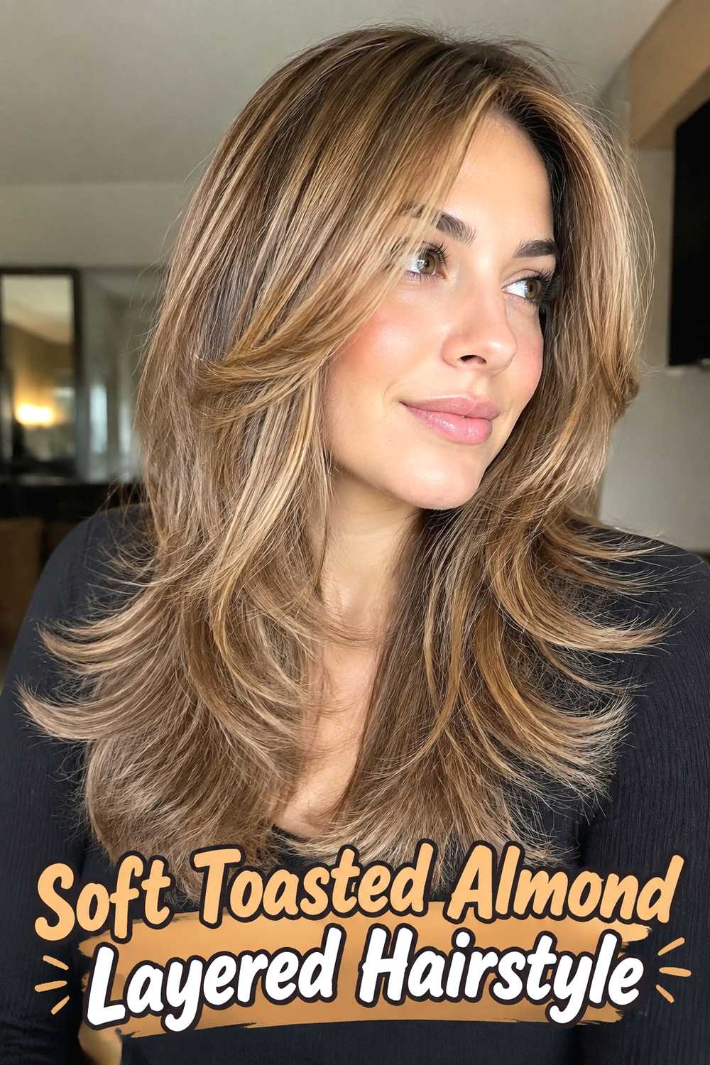 1. Soft Toasted Almond Layered Hairstyle
