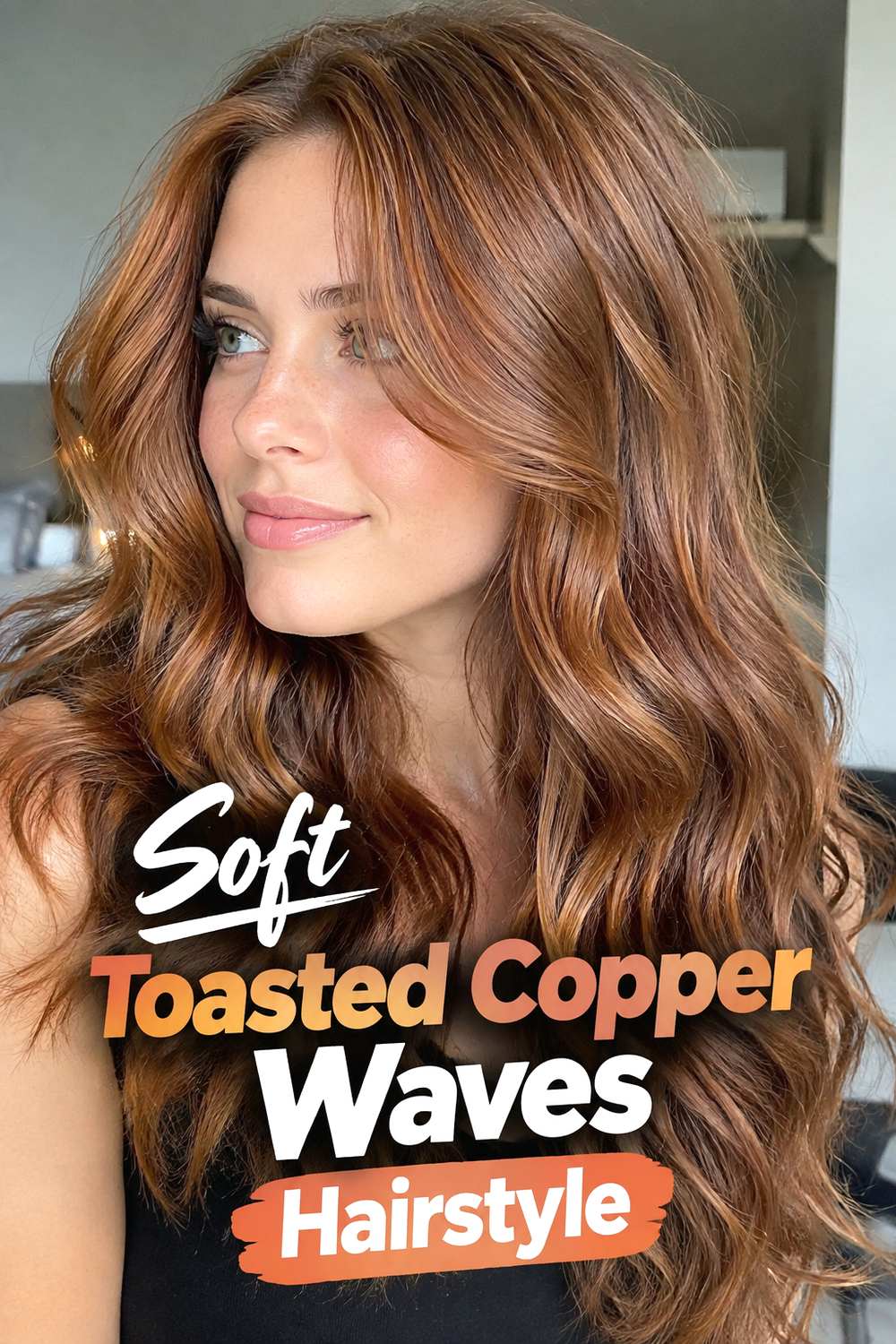 Soft Toasted Copper Waves Hairstyle