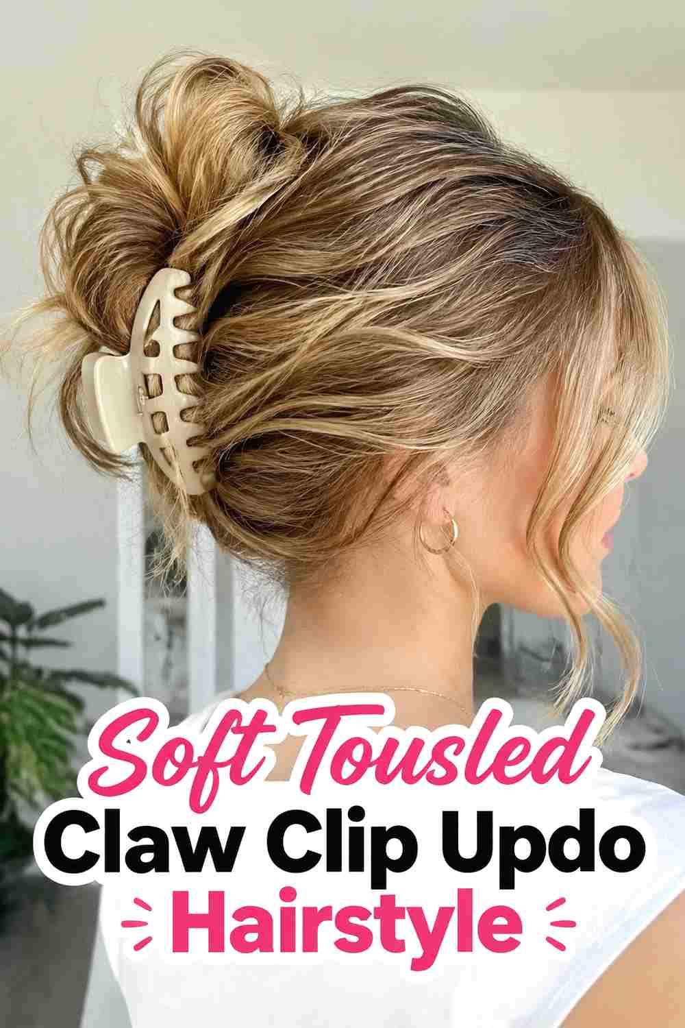 16. Soft Tousled Claw Clip Updo Hairstyle