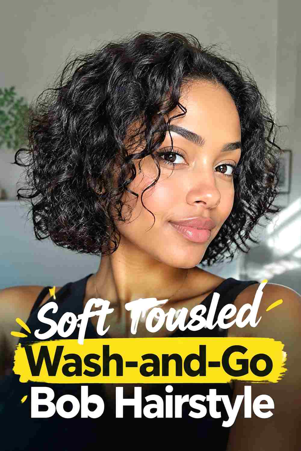 18. Soft Tousled Wash And Go Bob Hairstyle