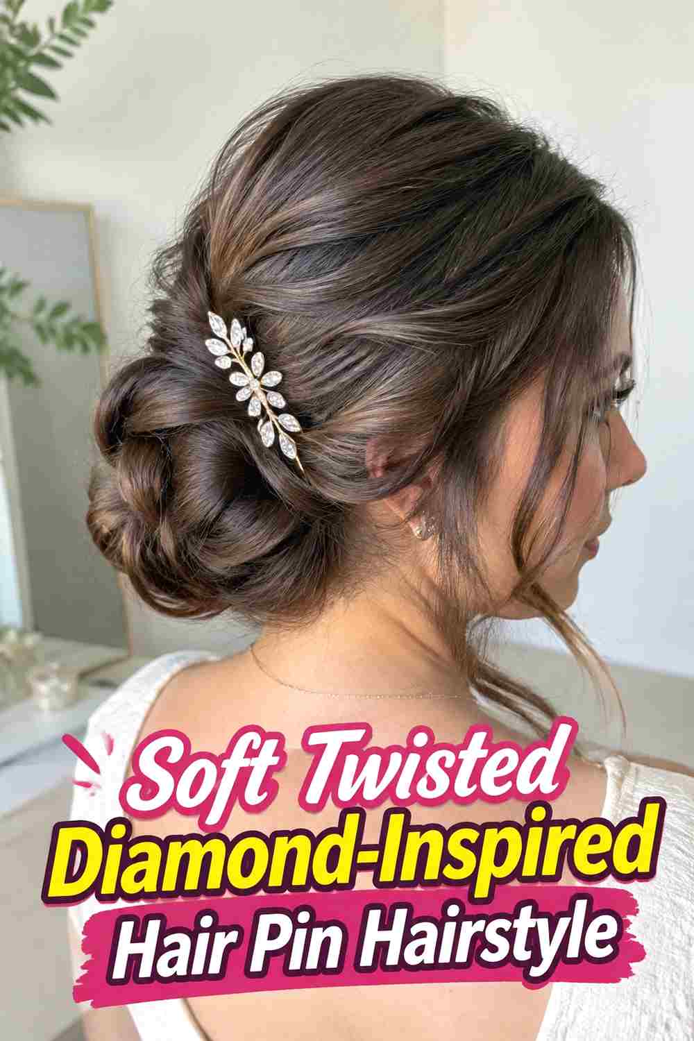 7. Soft Twisted Diamond Inspired Hair Pin Hairstyle