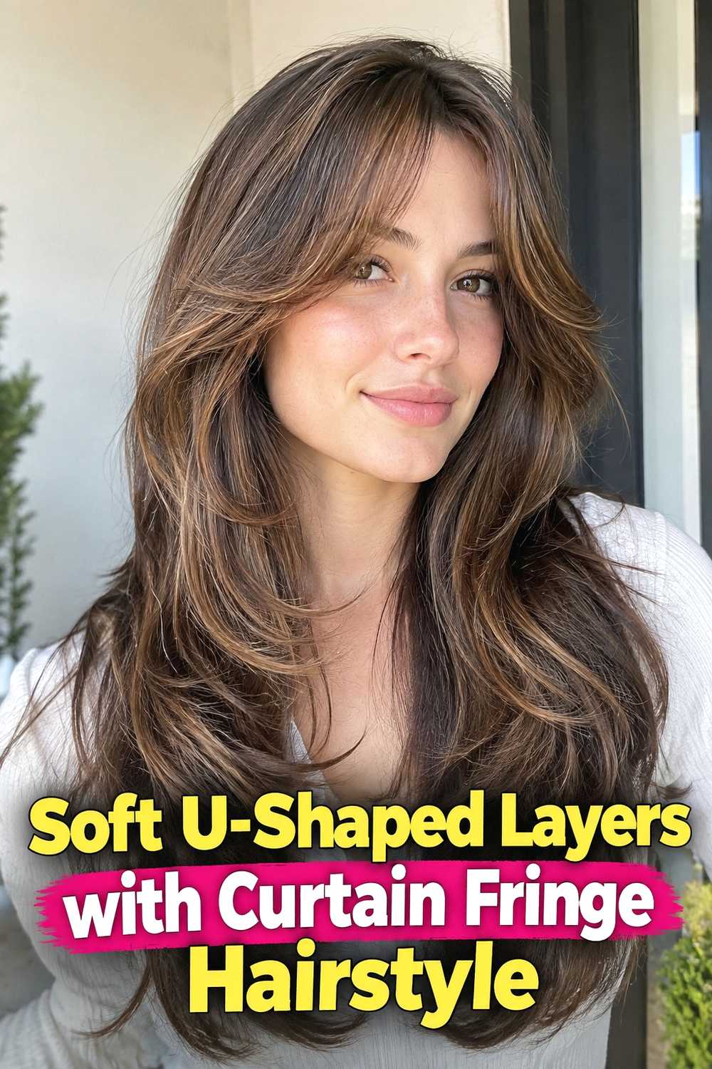 7. Soft U Shaped Layers With Curtain Fringe Hairstyle