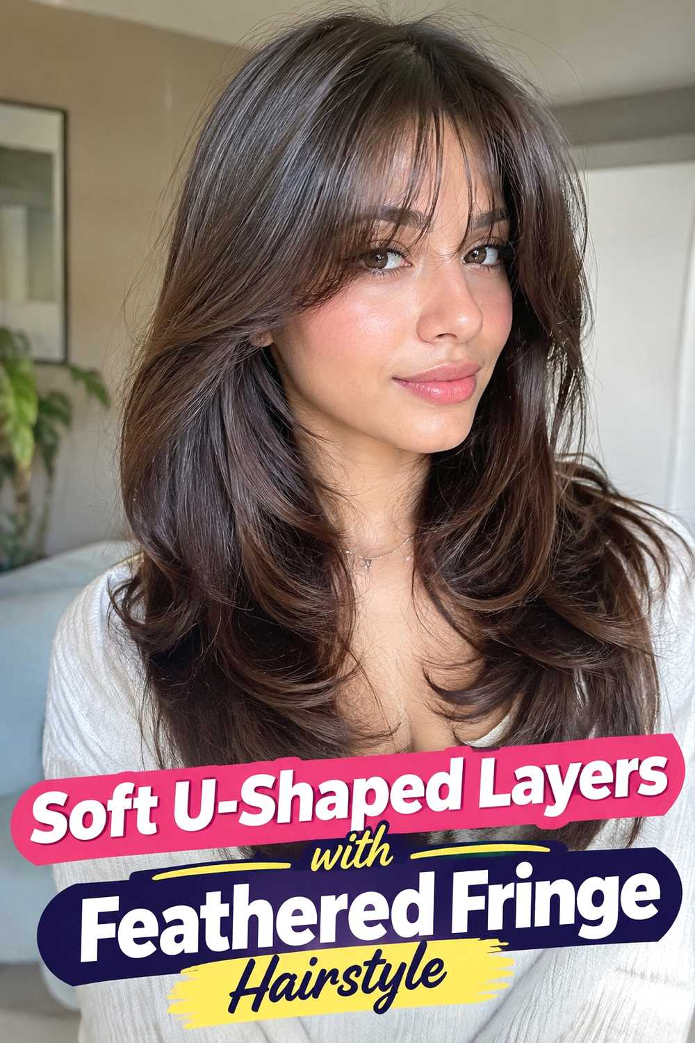 9. Soft U Shaped Layers With Feathered Fringe Hairstyle
